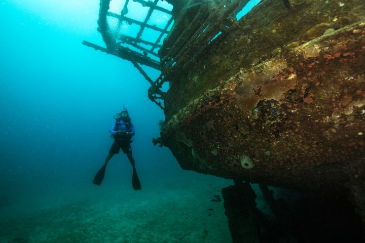 a person swimming in the water